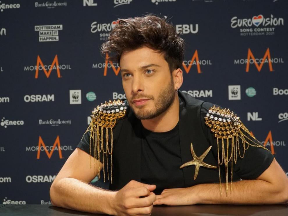 Blas Cantó, en un encuentro con los medios en Róterdam, donde mañana se celebra Eurovisión.
