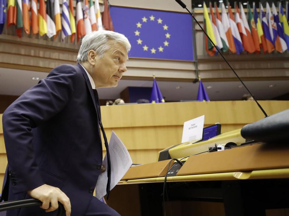El comisario de Justicia de la Unión Europea, Didier Reynders, este jueves en un debate en la Cámara en Bruselas