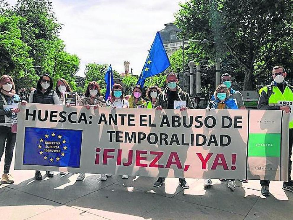 Parte de la delegación altoaragonesa que participó en la manifestación celebrada ayer en Madrid.