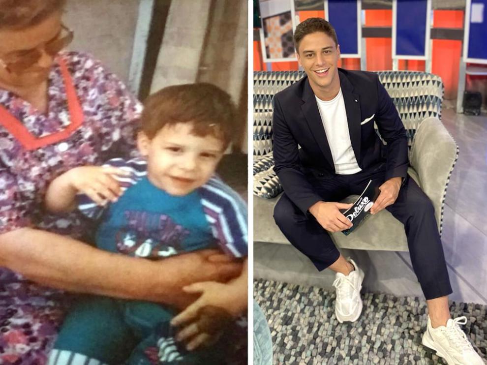 Antonio Lleida Buira: Antonio en brazos de su abuela María, su segunda madre y en el plató de Sálvame Deluxe, donde trabaja desde hace tres años