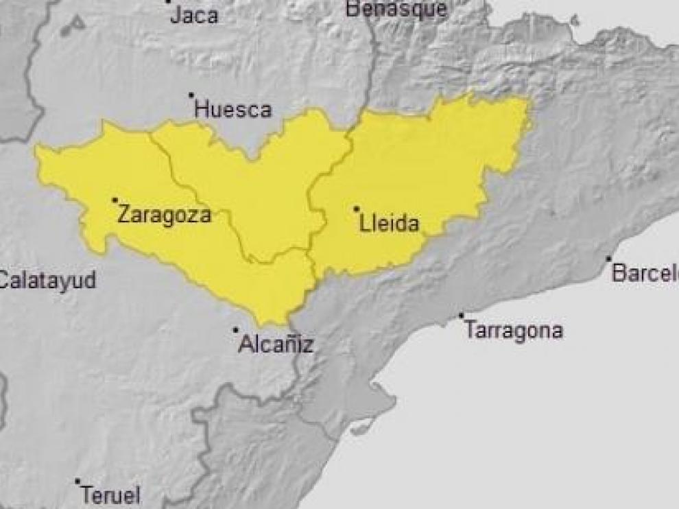 Mapa de las zonas afectadas por la ola de calor.