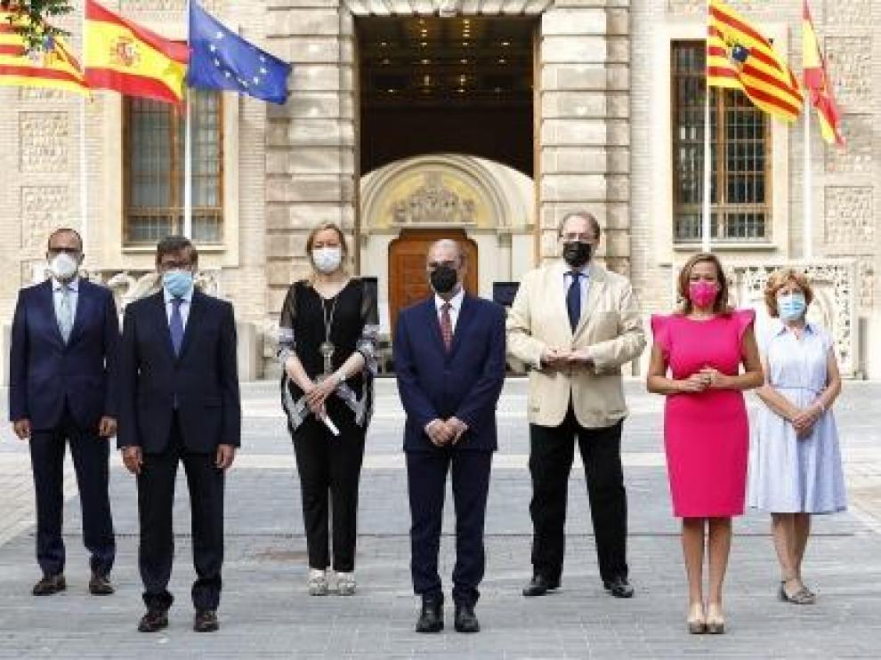 El ejecutivo aragonés durante el acto de balance