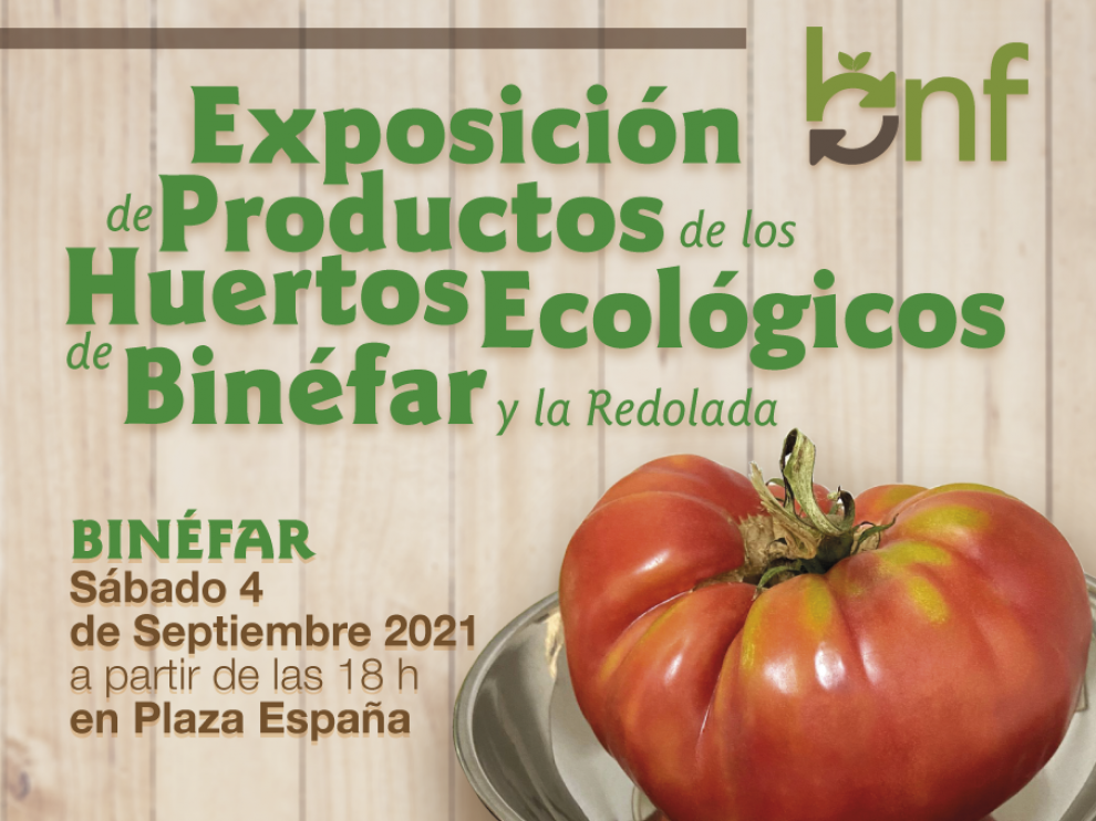 Cartel promocional de la exposición de hortalizas ecológicas en Binéfar