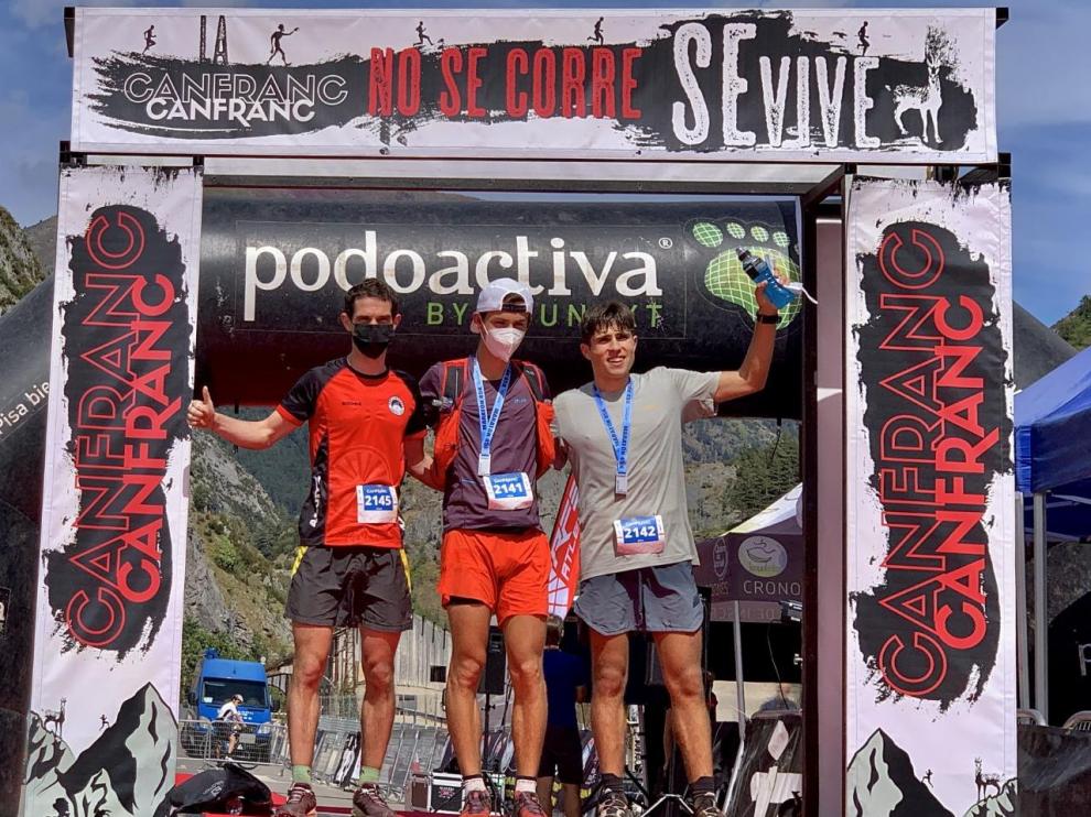 Podio masculino de la Maratón Canfranc-Canfranc, prueba de Copa del Mundo.