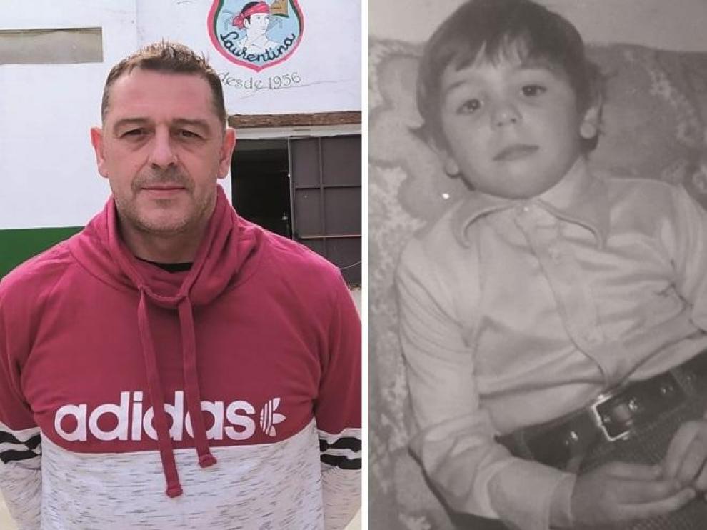 Javier Ibarz en la actualidad y en su infancia.