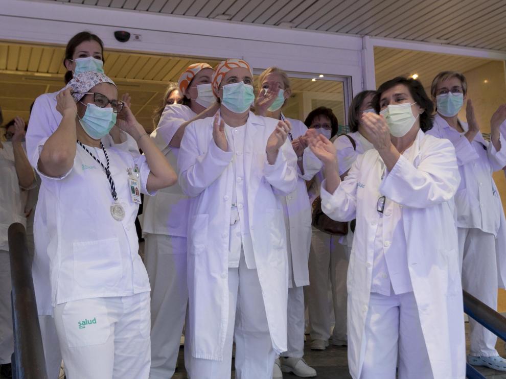Aplausos en el Hospital San Jorge de Huesca durante los meses de confinamiento.