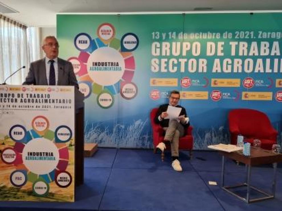 Olona en la clausura del Grupo de Trabajo del Sector Agroalimentario de UGT FICA que tuvo lugar este jueves en Zaragoza