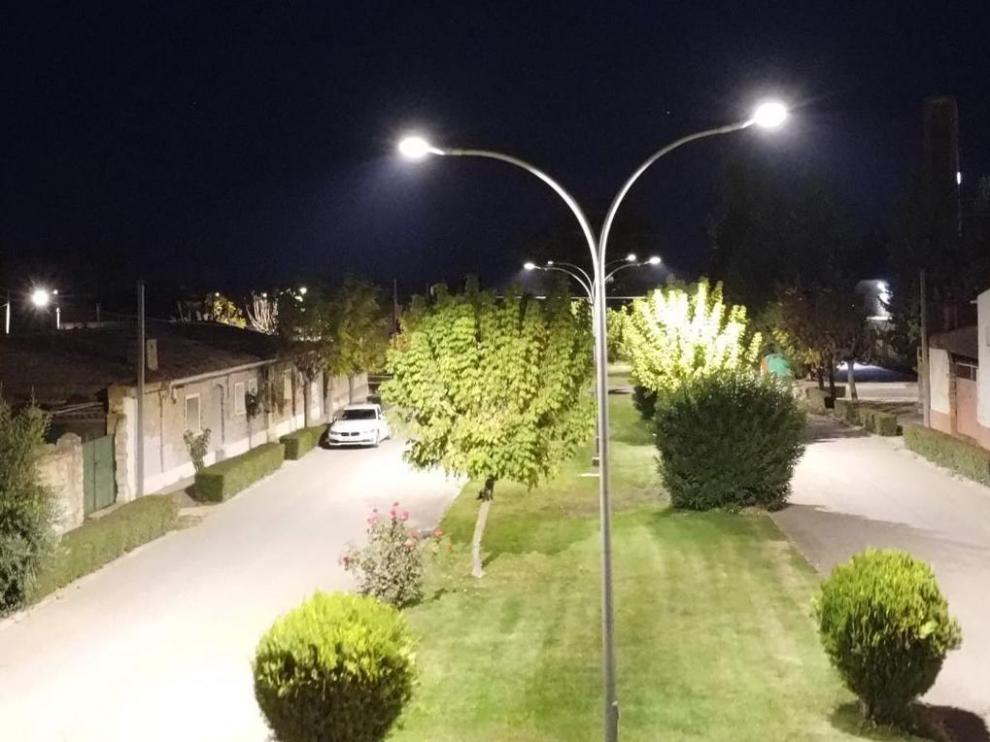 Orillena, en el municipio de Lanaja, cambió a lámparas led su alumbrado público.
