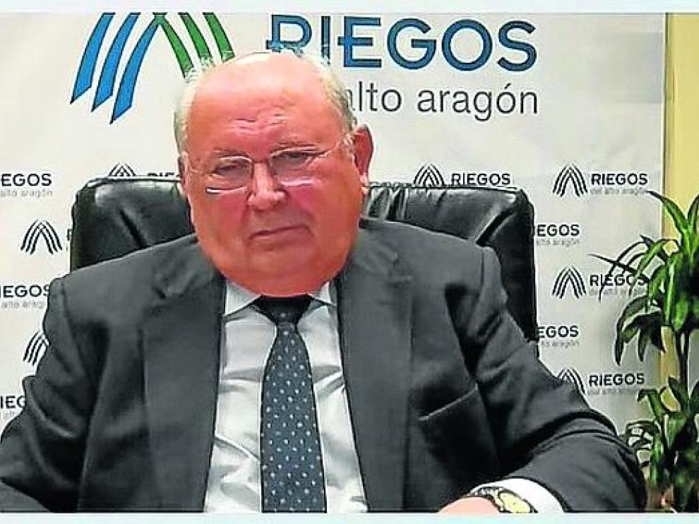 César Trillo y Joaquín Olona, en la clausura de la jornada de Riegos del Alto Aragón.