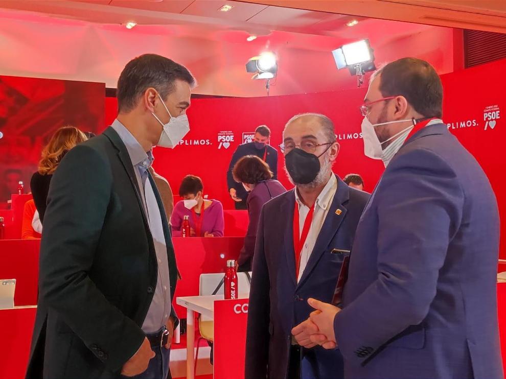Lambán durante el congreso de su partido.