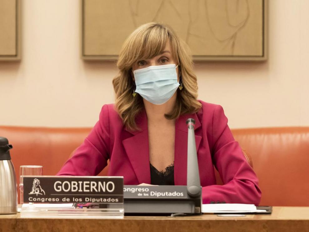 La ministra de Educación, la aragonesa Pilar Alegría, el miércoles durante la comisión parlamentaria.