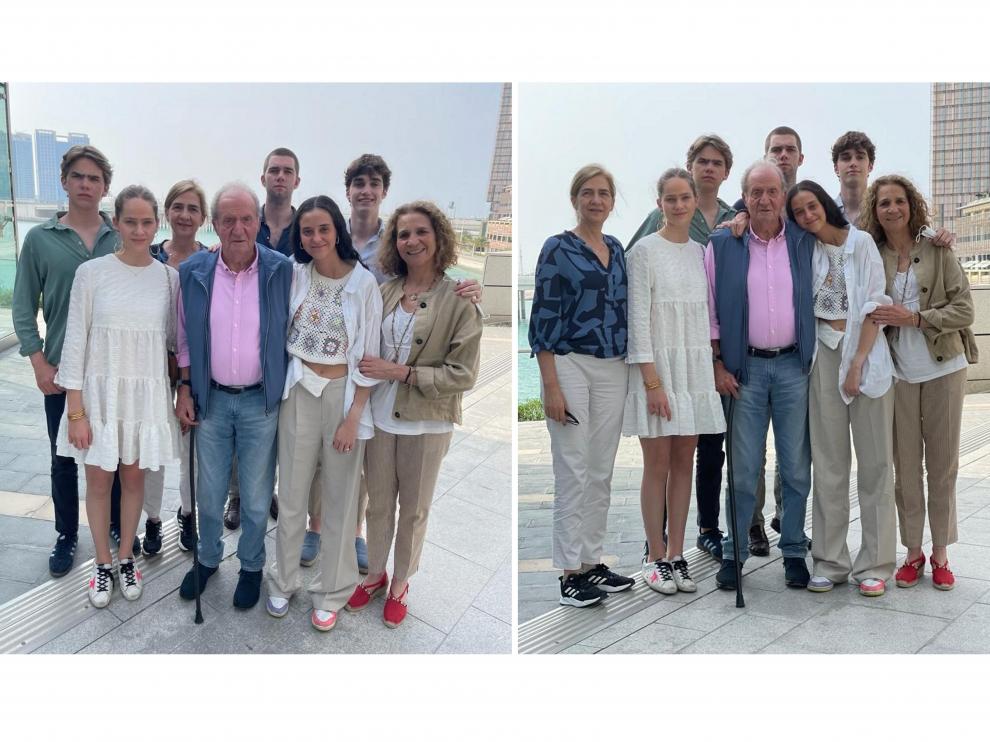 A la izquierda, la nueva imagen remitida por el entorno del rey emérito.