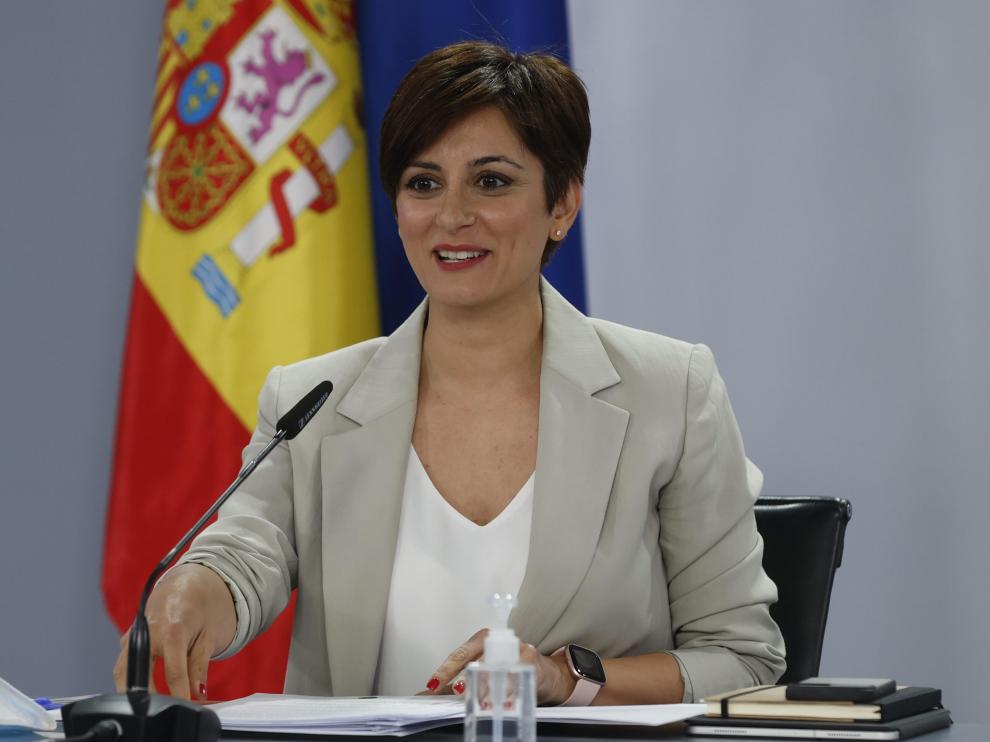 Isabel Rodríguez, portavoz del Ejecutivo, en rueda de prensa tras el Consejo de Ministros, este martes