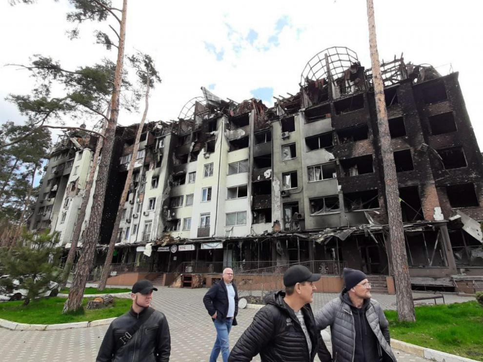 Edificios dañados por las bombas en Irpin, Ucrania.