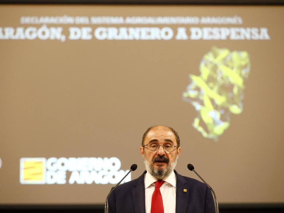 El presidente aragonés, Javier Lambán, en un acto celebrado este miércoles.