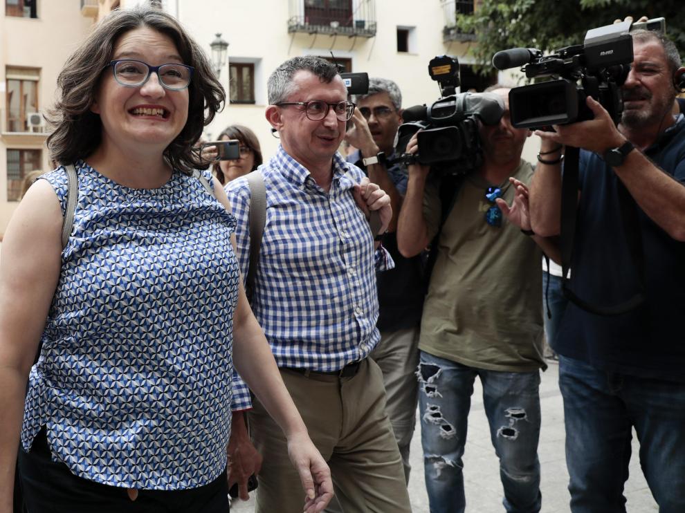 Oltra a su llegada a la reunión de la Ejecutiva de su partido este martes.