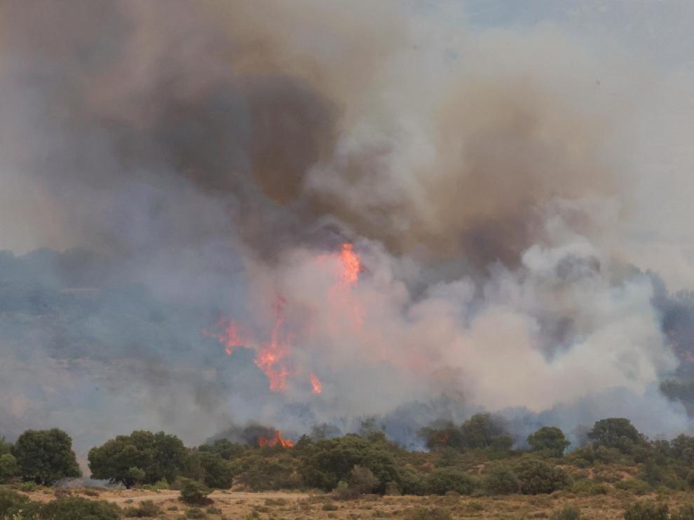 Imagen del incendio declarado en el municipio de Loporzano