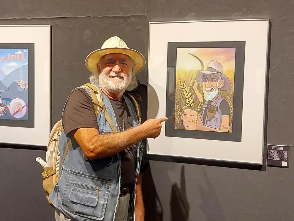 Eugenio Monesma, en la exposición de Huescómic que homenajea su trabajo.