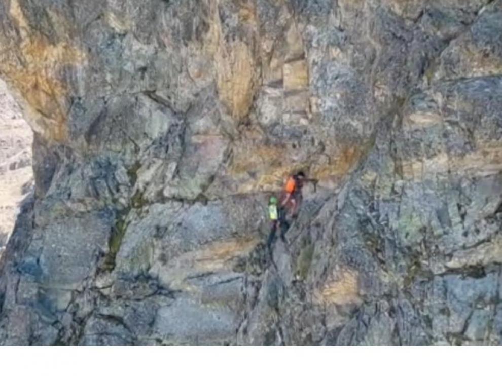 Rescate en el pico Brazatos, el sábado pasado.