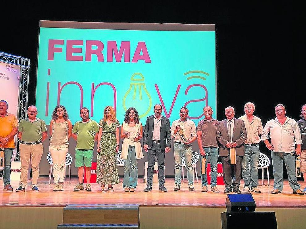 Galardonados en la jornada de Ferma Innova, ayer, en el Centro de Congresos de Barbastro.
