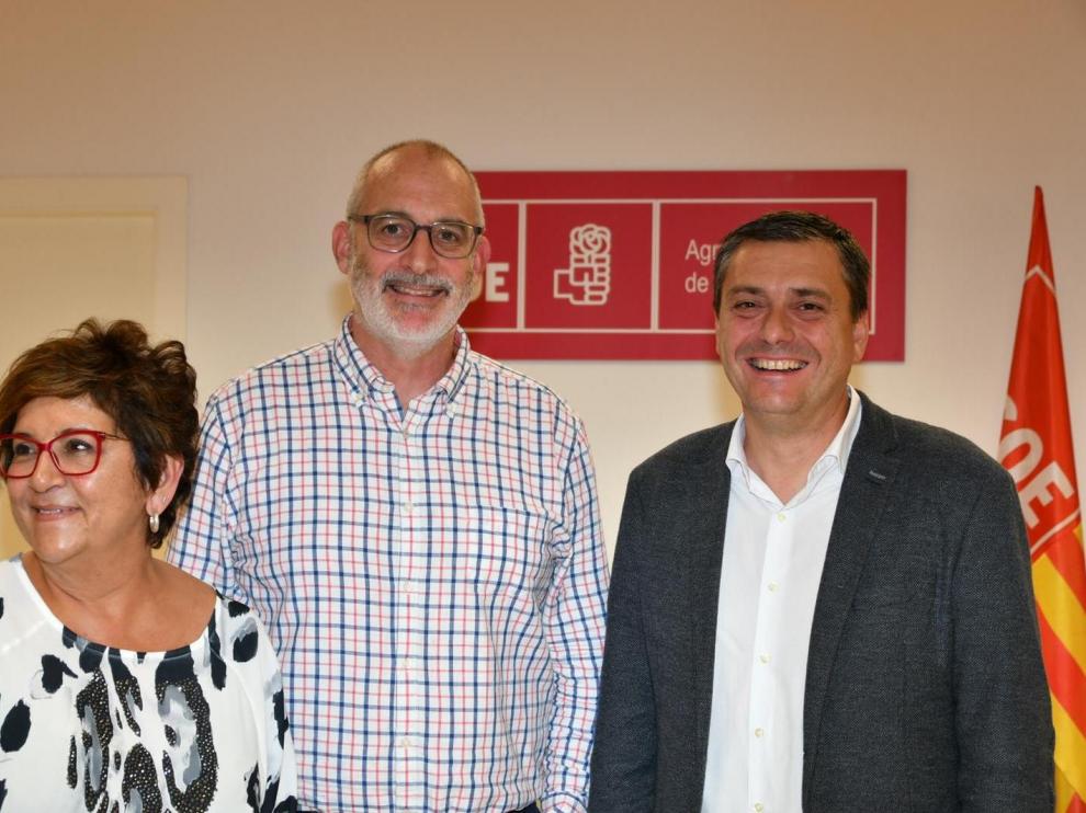 Los representantes socialistas Elisa Sancho, Álvaro Burrel y Fernando Sabés.