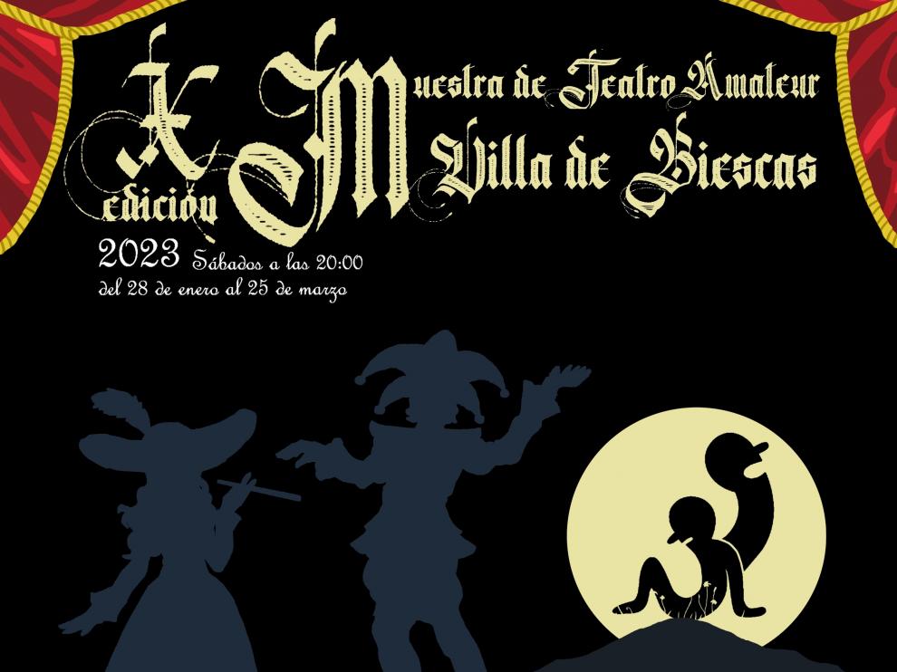 Cartel de la X Muestra de Teatro Amateur Villa de Biescas diseñado por Jaime Apilluelo.