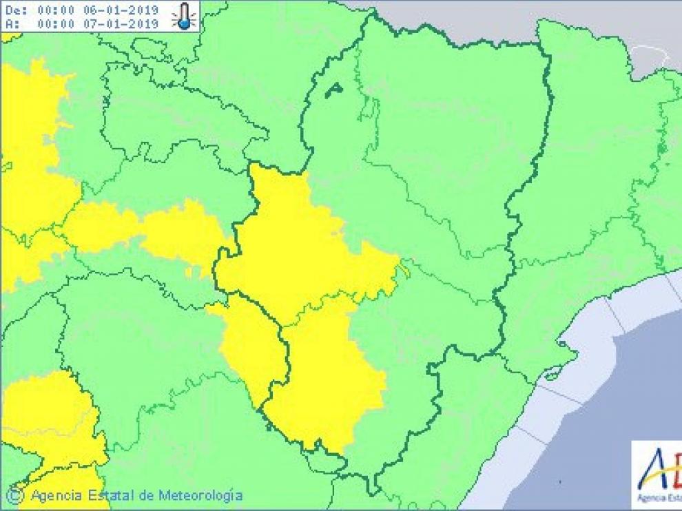 Activada la alerta amarillo por frío intenso en el centro y sur de Huesca