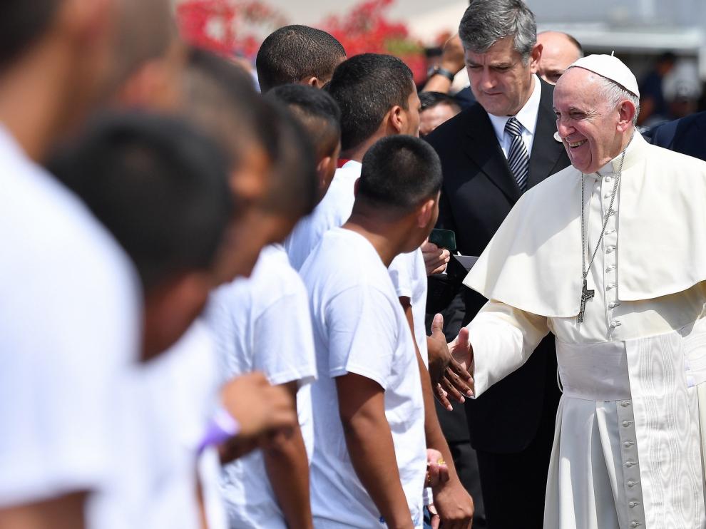 El papa, entre los "peregrinos" sin libertad de Panamá