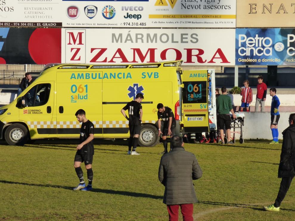 Ingresan a un jugador del Zaragoza 2014 en el Hospital de Barbastro tras sufrir un golpe