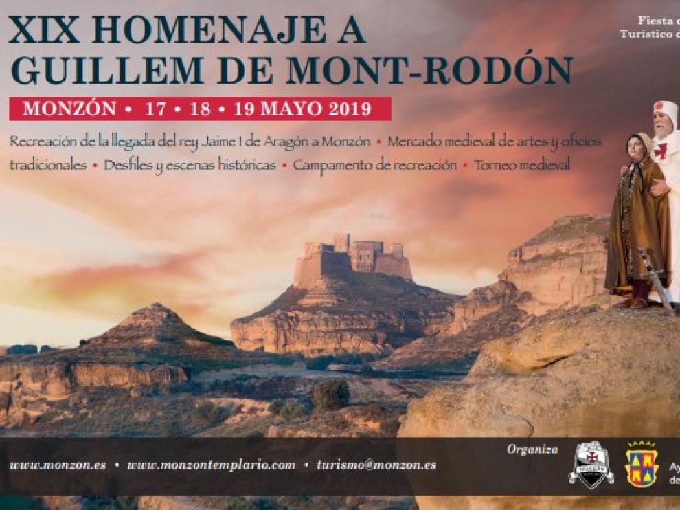 Una postal promociona el Homenaje a Guillem de Mont-Rodón de Monzón