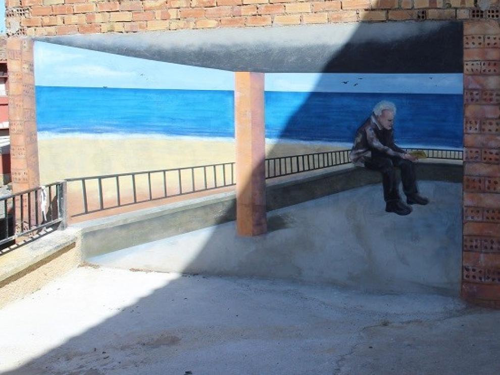 Un mural de Daniel Vera adorna la calle Sisallo de Monzón