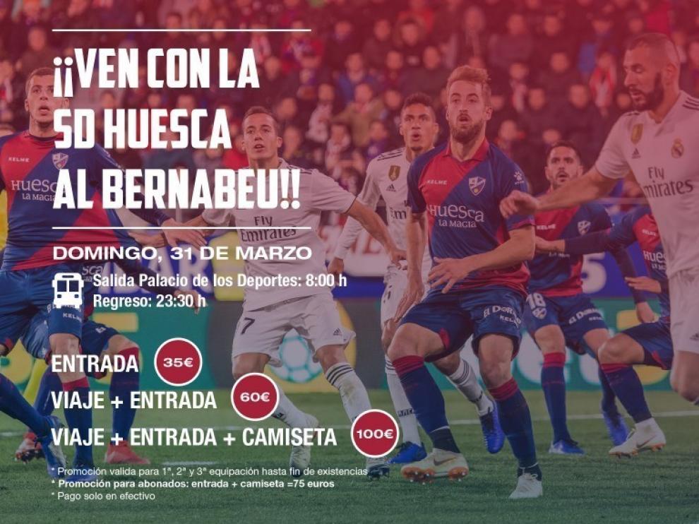 El Huesca organiza viaje al Bernabéu para ver el partido ante el Real Madrid