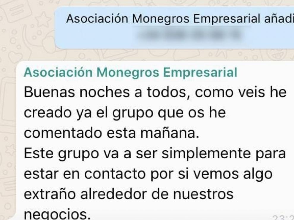 Los empresarios de Monegros crean un grupo de WhatsApp para prevenir robos