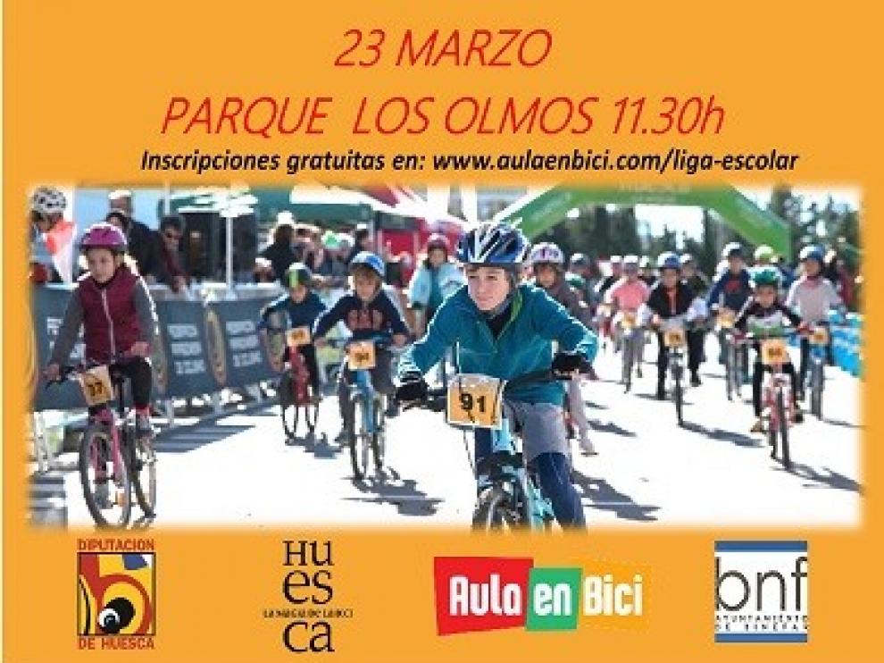 La liga escolar de Aula en bici recala en Binéfar el sábado 23 de marzo