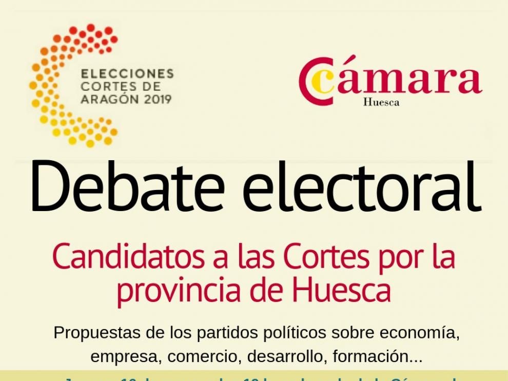 La Cámara de Huesca organiza un debate con los candidatos de la provincia a las Cortes de Aragón