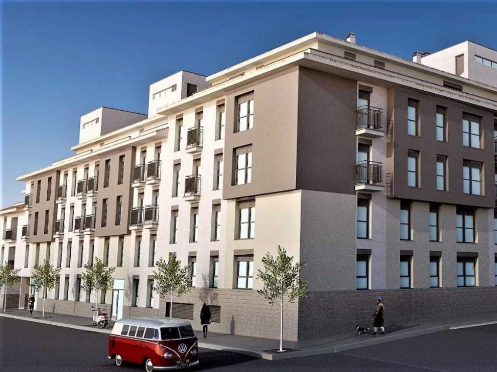 El proyecto del solar de la Merced de Huesca incluye 88 pisos construidos en tres fases