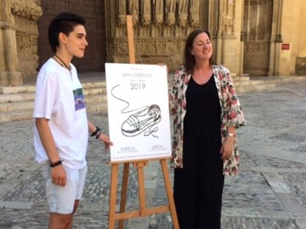 Huellas de San Lorenzo", una alpargata es el símbolo festivo para el cartel anunciador
