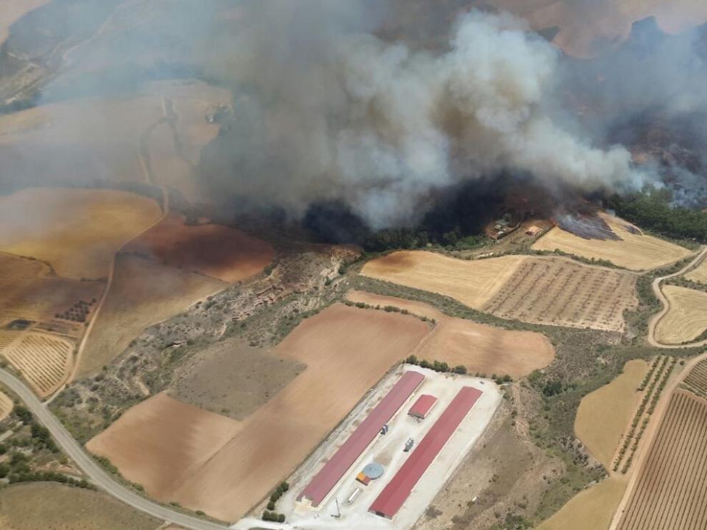 Arden unas 250 hectáreas en un fuego en Villanueva de Huerva