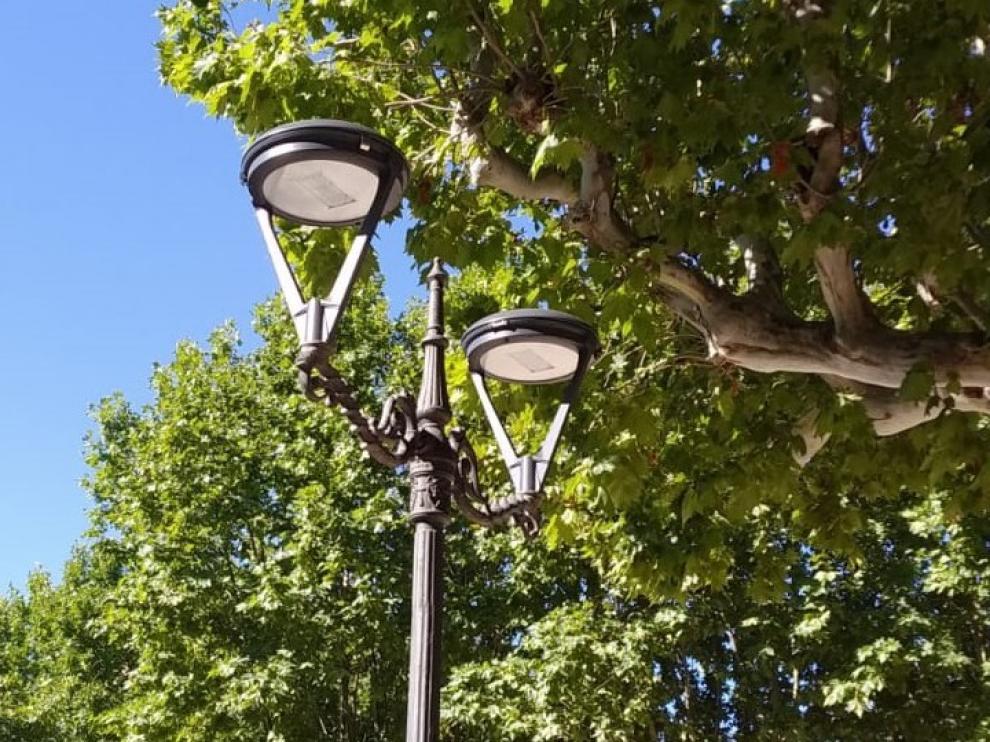 El Parque Miguel Servet de Huesca estrena alumbrado LED