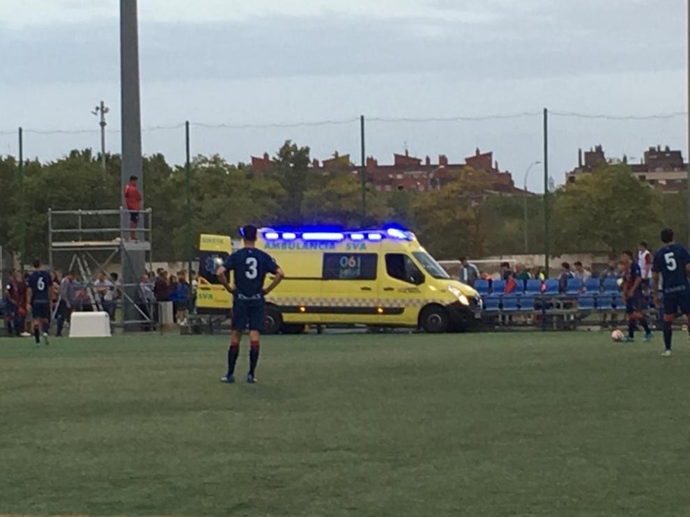Susto en el partido disputado entre el Huesca B y el San Lorenzo