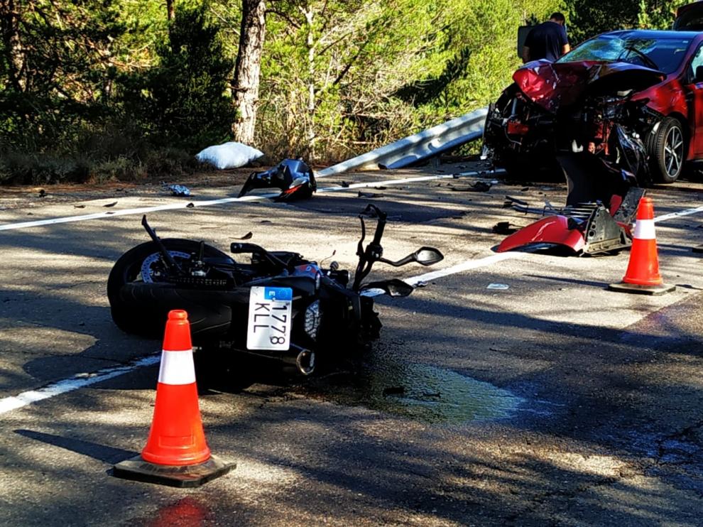 Fallece un motorista de Zaragoza en un choque frontal en la A-132 a su paso por Bailo