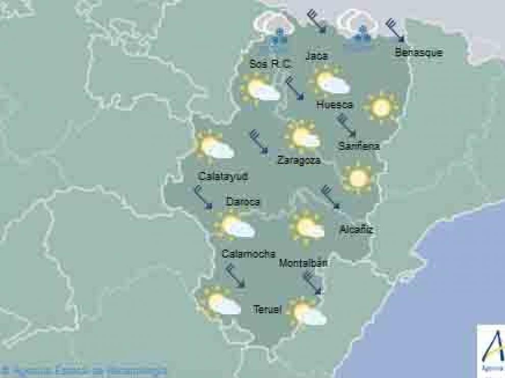 Este lunes se espera alerta amarilla por nieve en el Pirineo y por viento en las tres provincias
