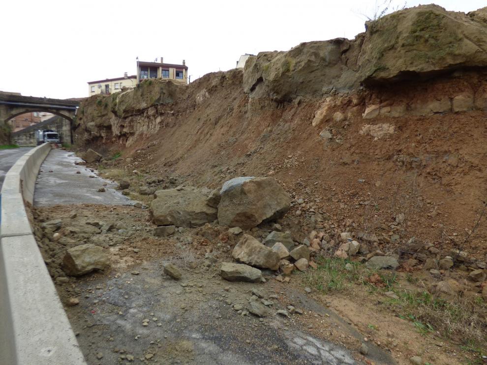 Las lluvias provocan desprendimientos en Barbastro