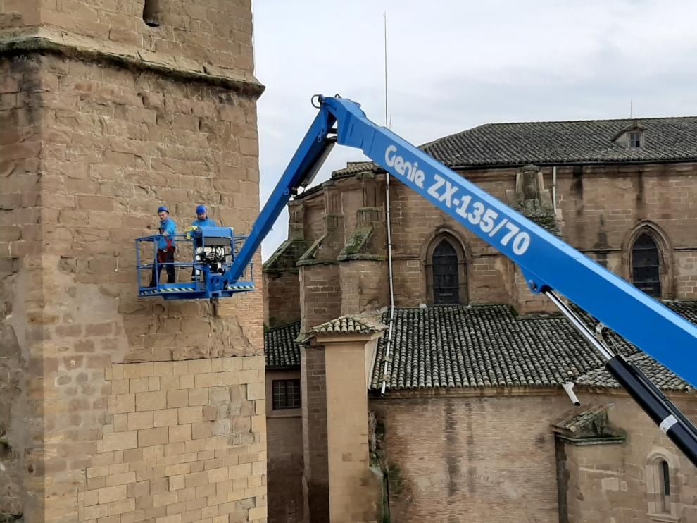 La torre de la Catedral de Barbastro lucirá su mejor cara con motivo de los diez años de la apertura del Museo Diocesano