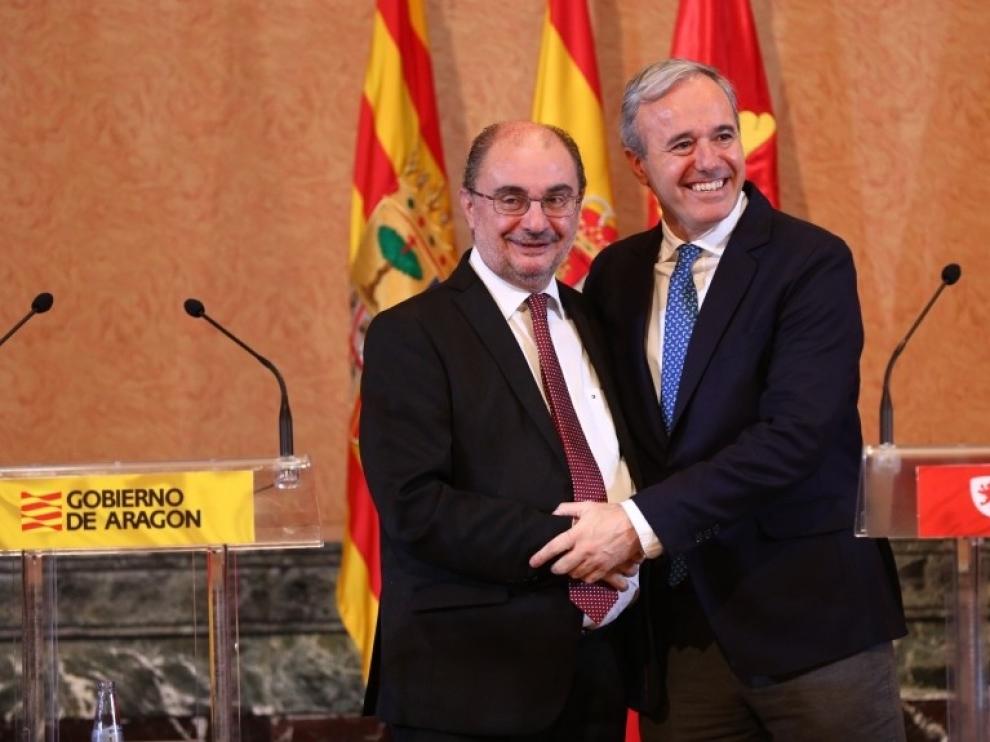Lambán y Azcón pactan elevar la financiación para Zaragoza