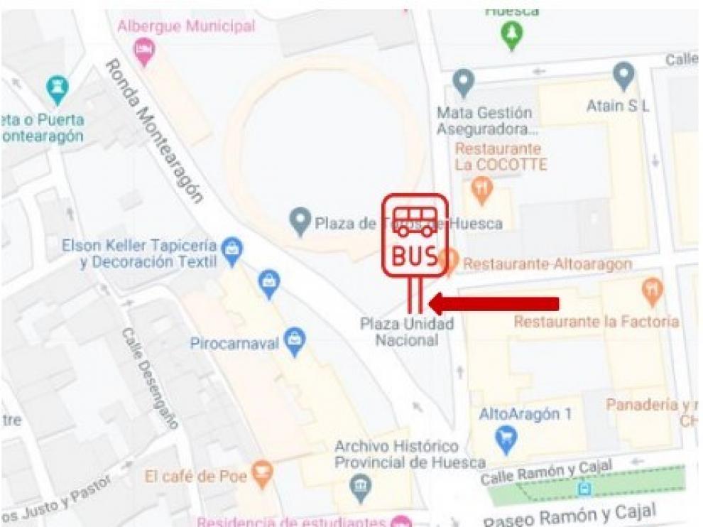 El ayuntamiento de Huesca modifica la parada de bus por las obras de Ramón y Cajal