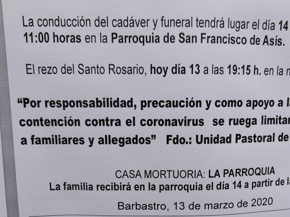 El Obispado de Huesca dispone la suspensión de misas, bodas y funerales