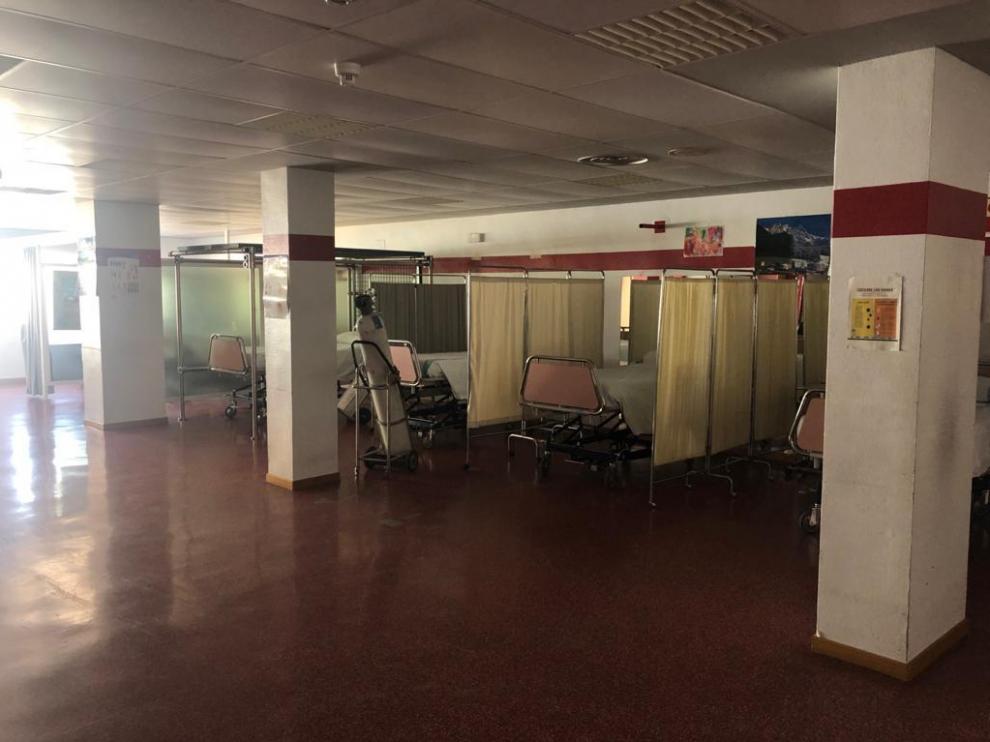 El Hospital San Jorge de Huesca habilita el gimnasio de la zona de rehabilitación para urgencias