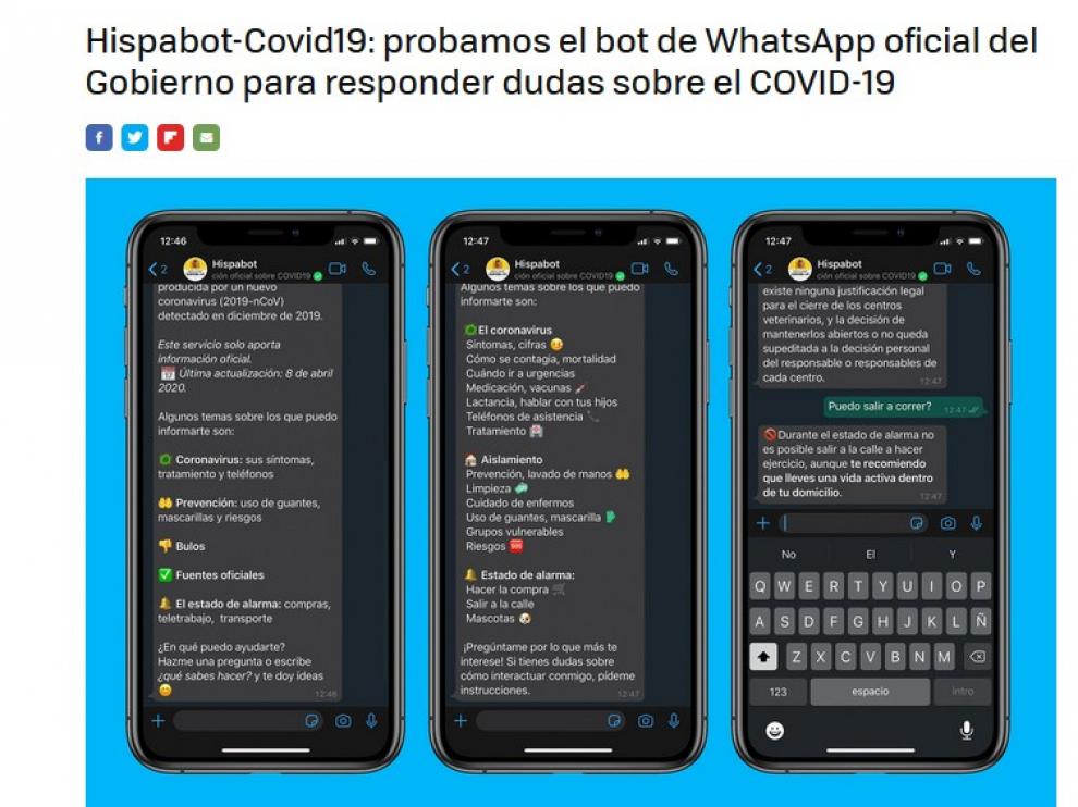 El Gobierno lanza un canal de consulta por wasap sobre el coronavirus