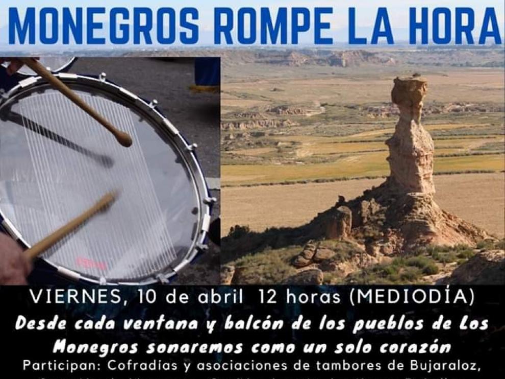Los grupos de tambores de Monegros quieren sonar como un solo corazón este mediodía